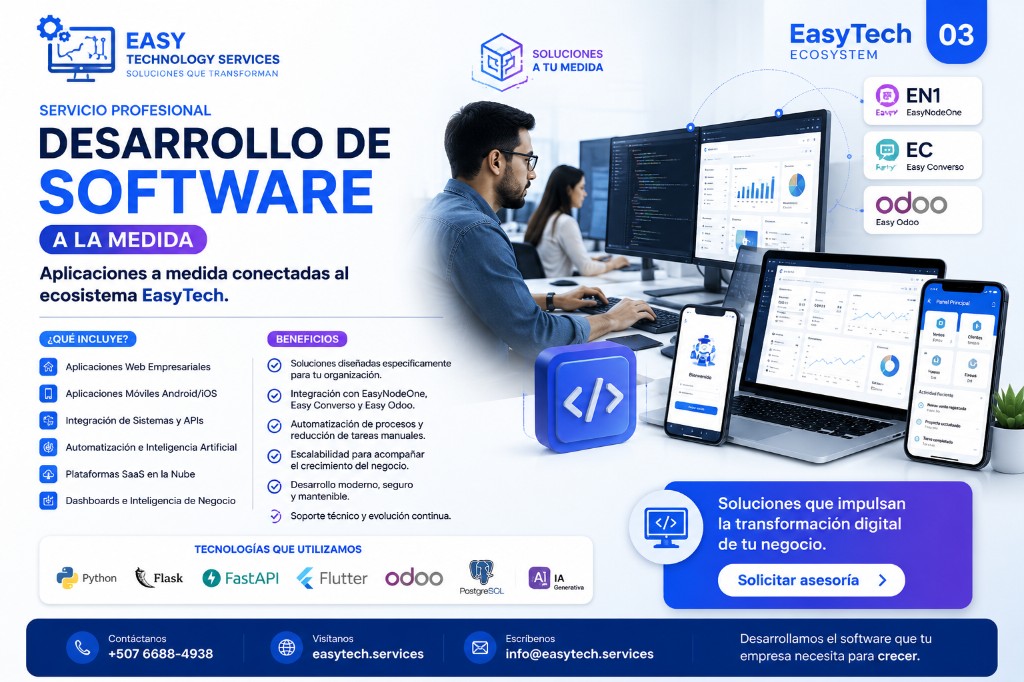 Flyer Desarrollo de Software a la medida EasyTech Services