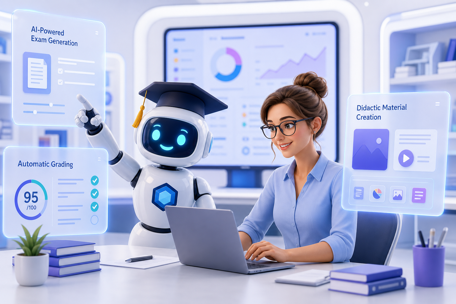 Docente trabajando con el asistente IA de EClassOne